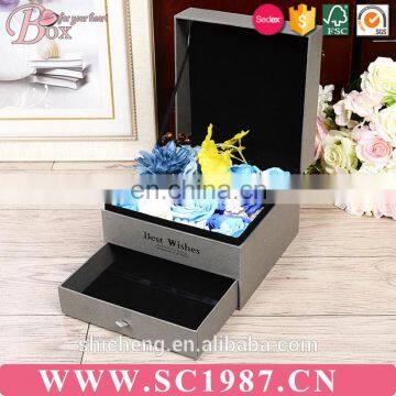 Custom logo packaging jewelry flower box with drawer