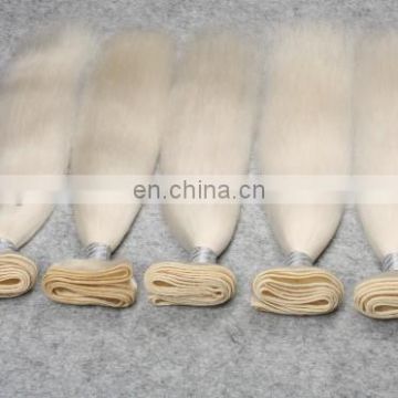 Qingdao China High Quality 10"--20" #60 White Blonde Yaki Straight Yak Hair Weaving