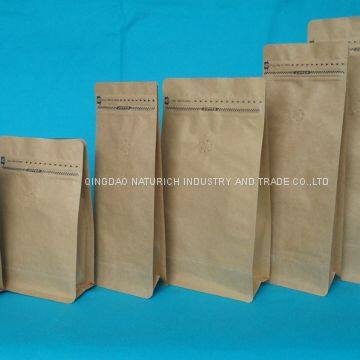 Laminated Kraft Paper Coffee Bag With Valve Cheap Recyclable Block Bottom Kraft Paper 250g 500g 1000g 1kg Custom Coffee Bags photo-2