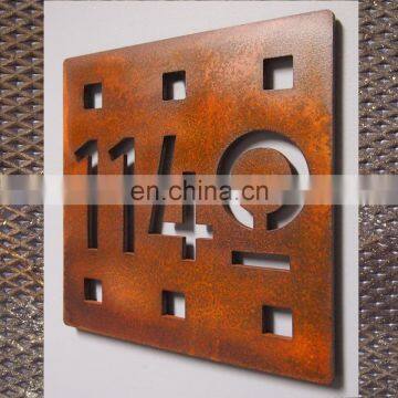 Wholesale cheap corten steel house number signs road signs