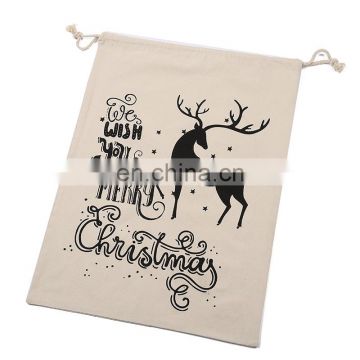 Christmas Santa Sacks Large Size 24.8 by 17.7 inch Personalized Burlap Canvas Xmas Gifts Bags with Drawstring for Kids