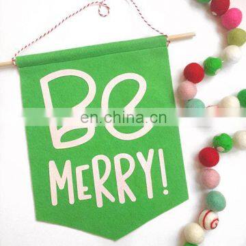 Christmas Fabric banner Felt Hanging Pennant Flag Wall Art Custom