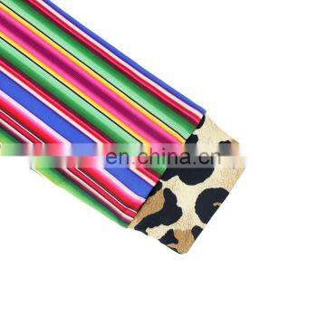 2019 Faddish Serape Printed O-Neck Design Top And 3 Layers Ruffled Front Leopard Leggings Baby Fall Outfits photo-5