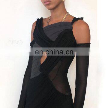 LAITE D2183 New Design Autumn&winter Women Fashion V-neck Hollowing Out Casual Dresses See Through Sexy Dress photo-5