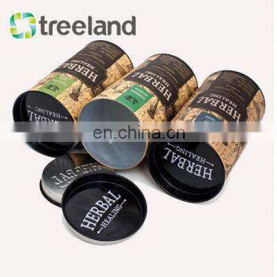 Popcorn Paper Canister Herb Tin Box Kraft Tube With Black Tin Lid photo-3