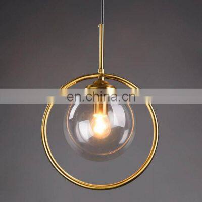 EUROPEAN modern simple glass and Iron plating gold pendant light for decorate