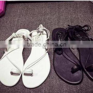 Ladies Roman Style Flat Beach Toe Post Sandals With Ankle Straps photo-5