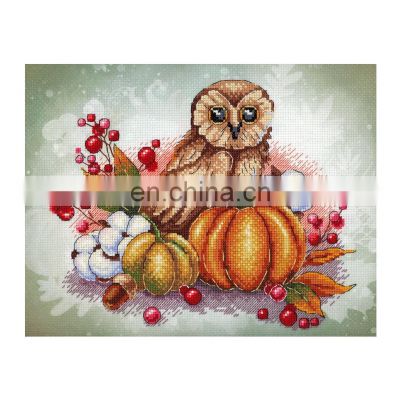 Embroidery kit diy cross stitch kit 706 Owl on a pumpkin