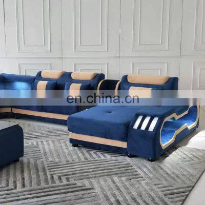 Hot Sale Modern Blue Velvet Leather Fabric Sofa Set Furniture Chesterfield Living Room Sofas