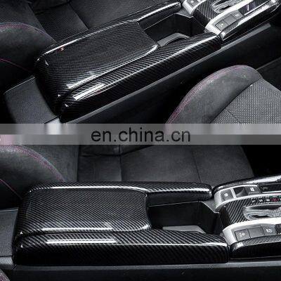 Autoaby Armrest Box Protective Cover Carbon Fiber Car Central Armrest Decorative Modification For Honda Civic 10Th 2016-2019 photo-3