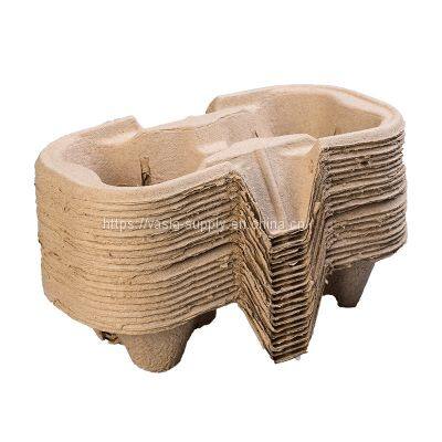 Hot Sale Custom Logo low price Wholesale molded pulp trays 2 cup Carrier