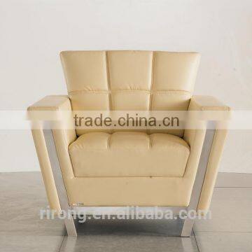 Soft Back With Sqare Stitching Leather Sofa Price Good 3seater Item 8060 photo-5