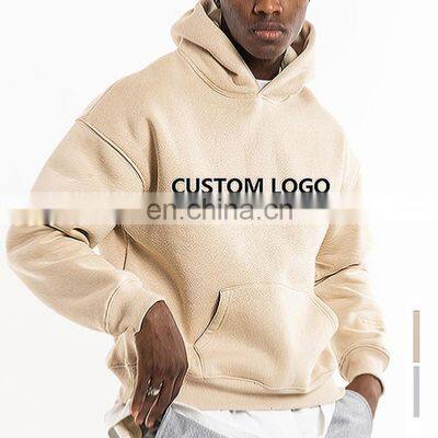 2021 new product oversized no string heavyweight french terry hoodie custom logo men's  hoodie