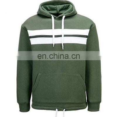 Latest 2022 design Bottom Drawstring pullover hoodies sweatshirts Forest green front custom striped hoodie of men Sweatshirt