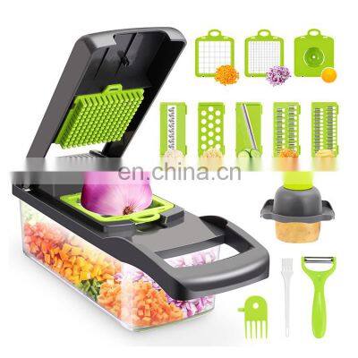 Amazon hot selling Kitchen multi 13 In 1 manual mandoline fruit vegetable cutter onion dicer veggie slicer vegetable chopper