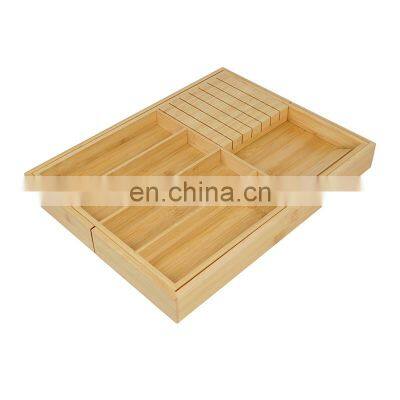 Expandable Large Kitchen Drawer Organizer High Quality Bamboo Cutlery Drawer Organizer For Utensil and Flatware Storage photo-5