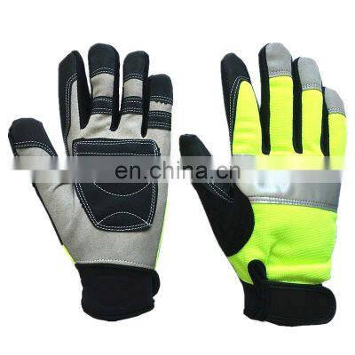 Factory Mechanical Reflective Mechanic Safety Repair Non-Slip Industrial Synthetic Leather Work Gloves