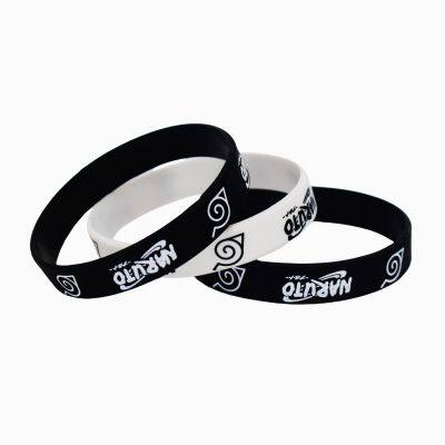 OEM Customized LOGO Fans Black and White Two Colors a Set of Waterproof Smooth Durable Silicone Bracelet photo-3