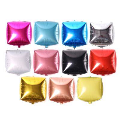 24 Inches 4D Cube Shape Foil Balloons Wedding Birthday Decorations Party Supplies Multicolor Aluminum Film Air Ballons Globos