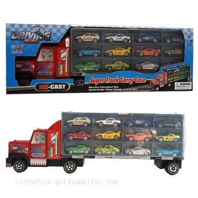 American Style Diecast Truck Vehicle Toys Carry Case With 12 Small Die Cast Cars