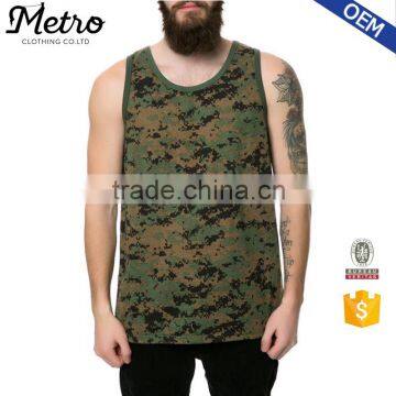 OEM Wholesale Mens Green Camo Prited Tank Top