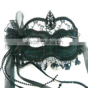 Handmade Black Lace Mask With Flower