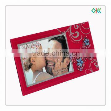 red colour nice glass photo frame with silk screen