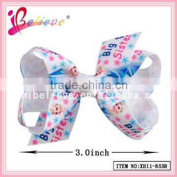 2015 Popular Kids Hair Bow Accessories,grosgrain Ribbon Hair Bow,elsa & Anna Ribbon Bow Hair Clip photo-2