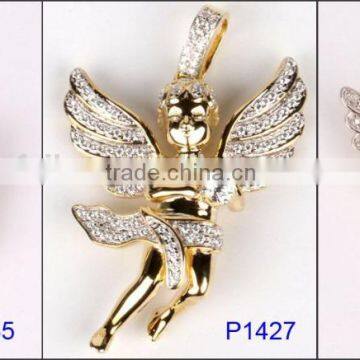 Hot Sales Hip Hop 925 Sterling Silver Angel Chain Pendant Necklace Jewellery