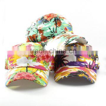 Leisure Beach Pattern Man Women Curve Brim Snapback Cap and Hat