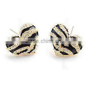 Heart earring european style heart earrings black white heart stud