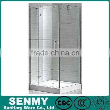 Square blind via hold glass design adjustable aluminium profile acrylic base or tray hinge opened massage shower room