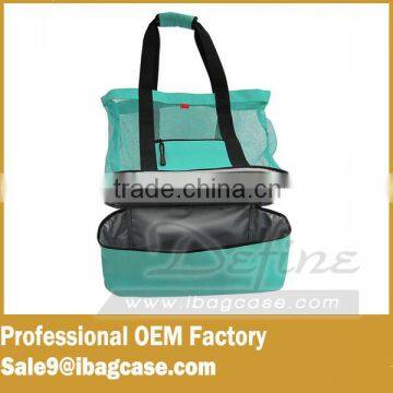 Nice Blue Mesh Beach Bag Tote Bag With Insulated Picnic Cooler Large photo-5