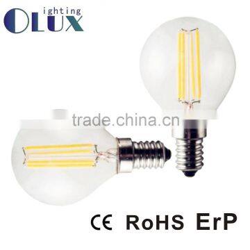 360degree LED Lighting AC100-140V/AC220-240V G45 2W LED Filament bulb E27/B22/E14/B15 base type available CE ERP RoHS G45 LED