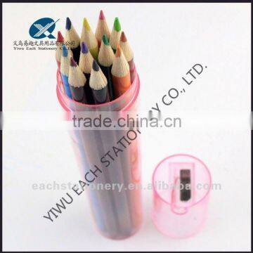 12 pcs 7" wooden colored pencil in plastic tube set