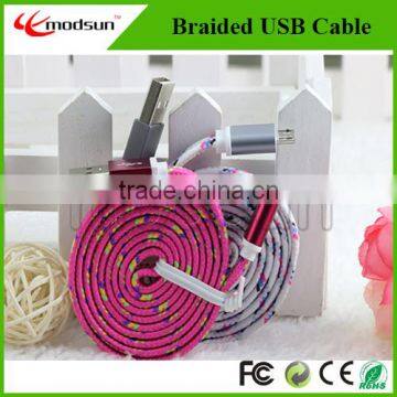 1m 2m 3m Micro USB Braided Fabric Nylon Sync Charge Cable,5 pin Charger Braided Charging Sync Data Micro USB Cable