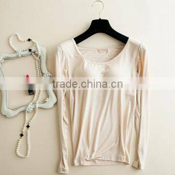 Modal BraT-Shirt Tank Top Long Sleeve Wiith Cup SportsWear photo-2