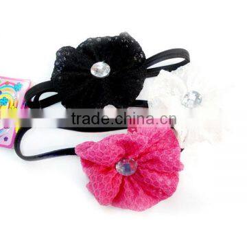 Fabric flower with a stone elastic headbands set