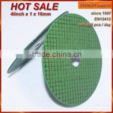 4" Super Thin Flat Resin Bonded Reinforced resinic cutting disc for Stainless Steel