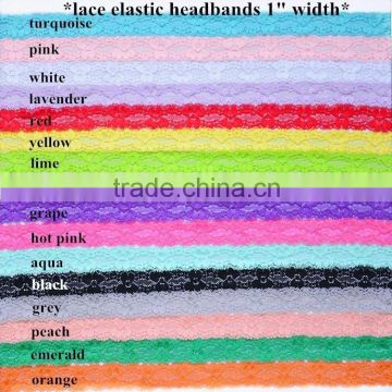 Hot Sale!!Lace Stretch Ribbon Elastic Trim WHITE , 1" inch Baby Headbands, lingerie Edging Lace Elastic by the yard