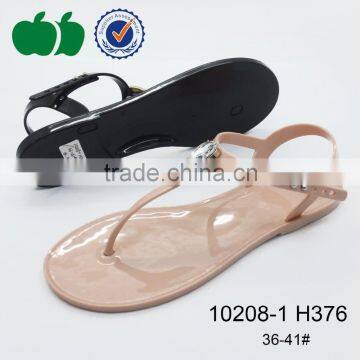 Trendy summer new flat diamond lady fashion durable pvc sandals