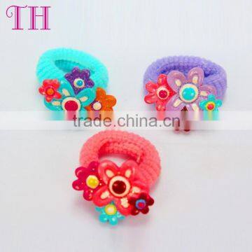 kid hair accessory resin glitter flower design covered long elastic hair bands ball                        
                                                Quality Choice