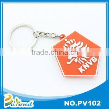 Populer design high quality football logo design soft pvc keychain