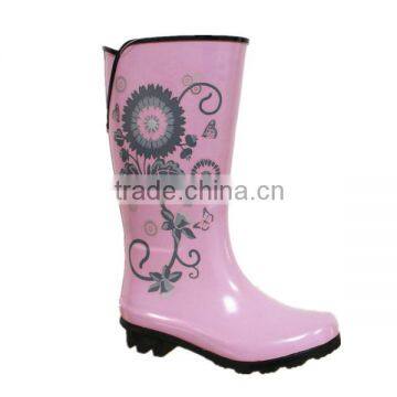 ladies print antiskid knee high waterproof PVC boots durable working overshoes