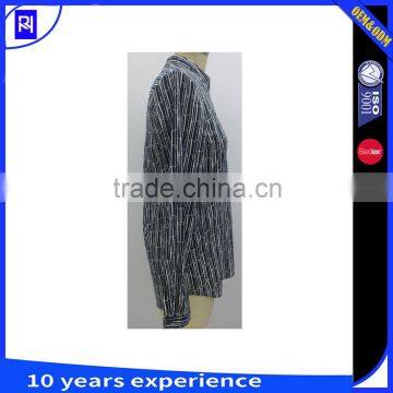 100% Cotton Print Shirt Long Sleeve Stand Collar Single Front Pocket Casual Women photo-3