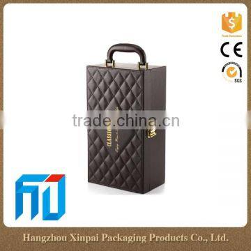 Handle double leather wine box with accessories