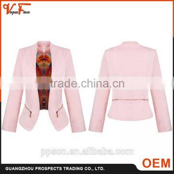 New design fashion style OEM factory supply spring and fall pink Custom Fit formal blazer women