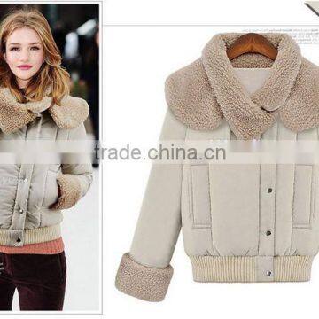 European Style 2015 Newest Winter Women's Lapel Lambs Wool Cotton Jacket photo-2
