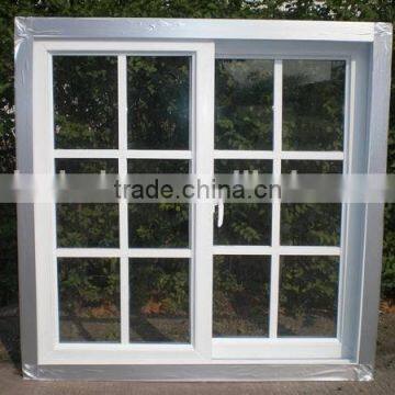 White Frame 3 panes aluminum sliding window with grill