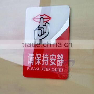 keep silence led acrylice warning board with stickers